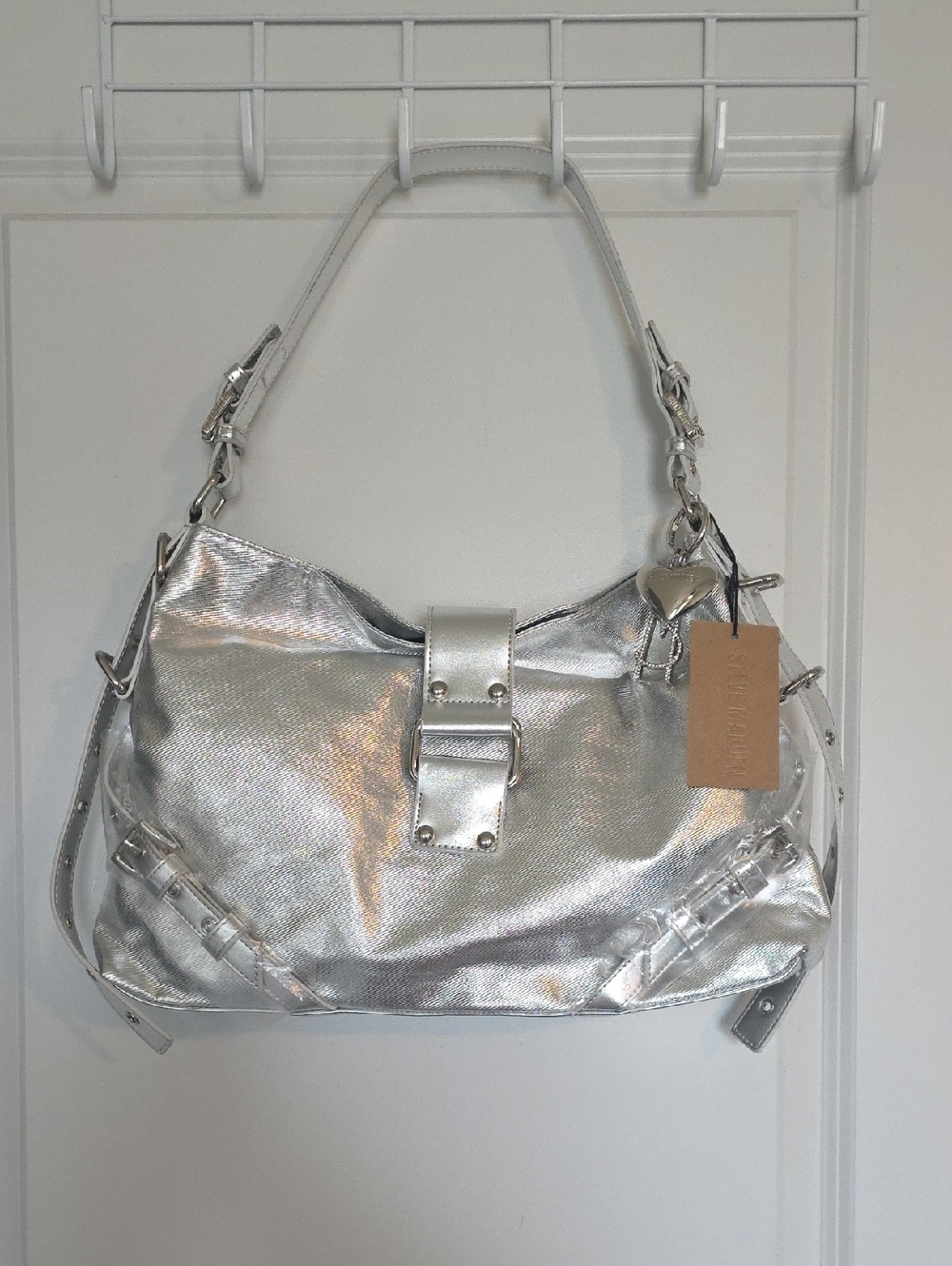 NWT Steve Madden Metallic Silver Shoulder Bag
